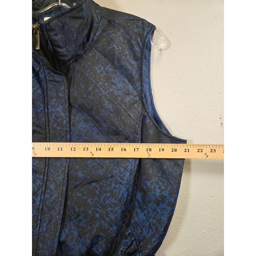 Coldwater Creek Blue Black Abstract Quilted Cinched Waist Puffer Vest Large - Picture 6 of 6